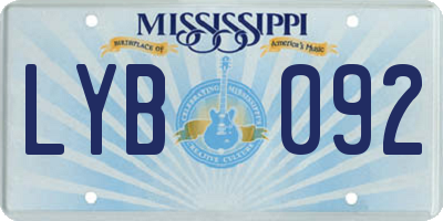 MS license plate LYB092