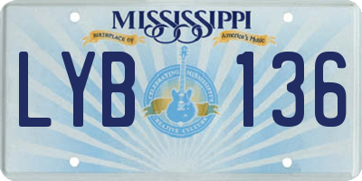 MS license plate LYB136