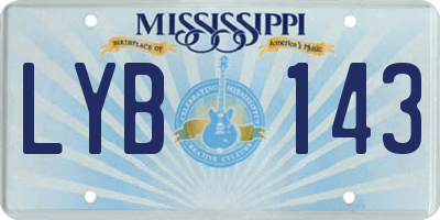 MS license plate LYB143