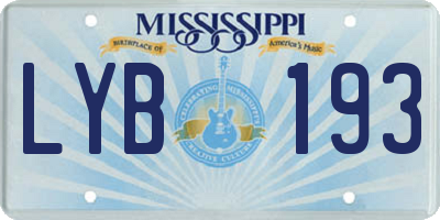 MS license plate LYB193