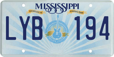 MS license plate LYB194