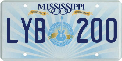 MS license plate LYB200