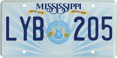 MS license plate LYB205