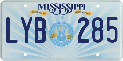 MS license plate LYB285