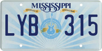 MS license plate LYB315