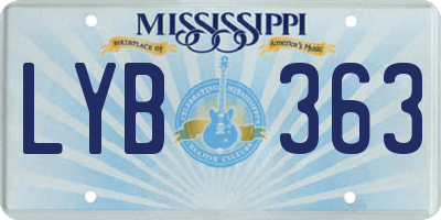 MS license plate LYB363