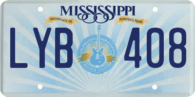 MS license plate LYB408