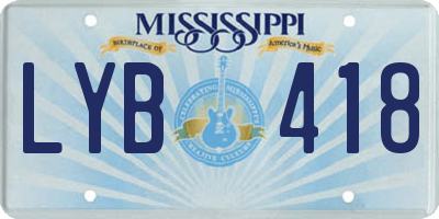 MS license plate LYB418