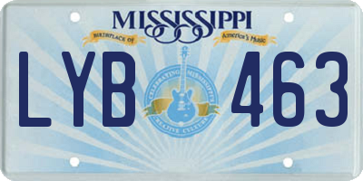 MS license plate LYB463
