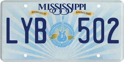 MS license plate LYB502