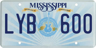 MS license plate LYB600