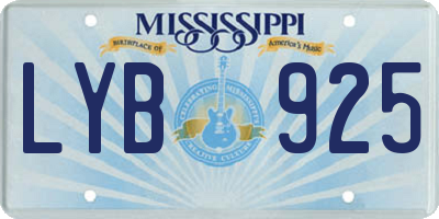 MS license plate LYB925