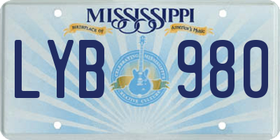MS license plate LYB980