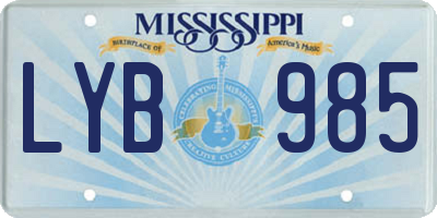 MS license plate LYB985
