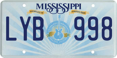 MS license plate LYB998