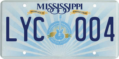 MS license plate LYC004