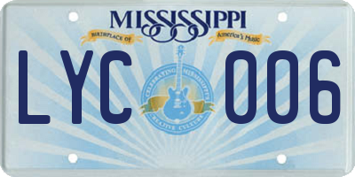 MS license plate LYC006