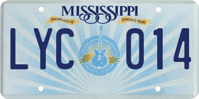 MS license plate LYC014