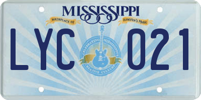 MS license plate LYC021