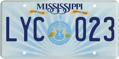 MS license plate LYC023