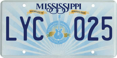 MS license plate LYC025
