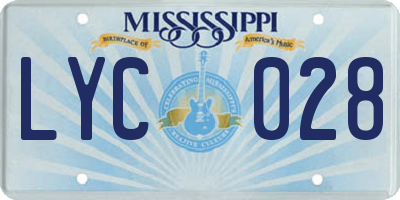 MS license plate LYC028