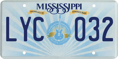 MS license plate LYC032
