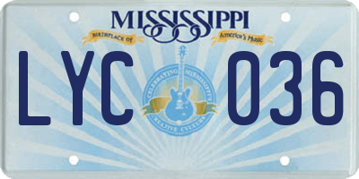 MS license plate LYC036