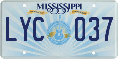 MS license plate LYC037