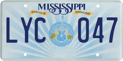 MS license plate LYC047
