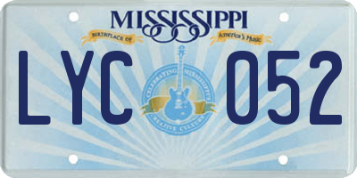 MS license plate LYC052