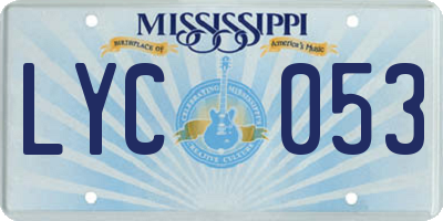 MS license plate LYC053