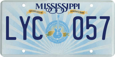 MS license plate LYC057