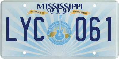 MS license plate LYC061