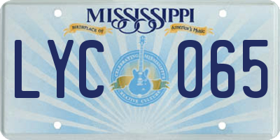 MS license plate LYC065
