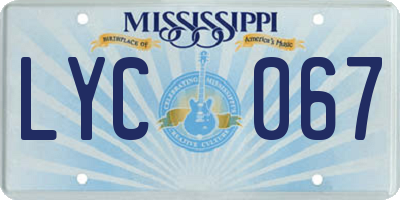 MS license plate LYC067