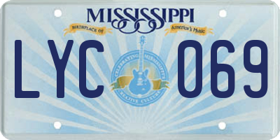 MS license plate LYC069