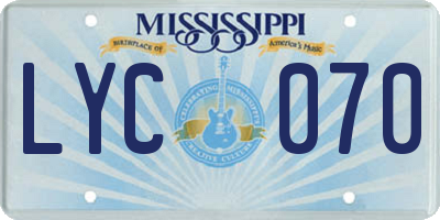 MS license plate LYC070