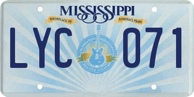 MS license plate LYC071
