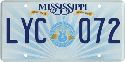 MS license plate LYC072