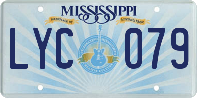 MS license plate LYC079