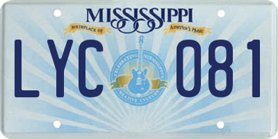 MS license plate LYC081
