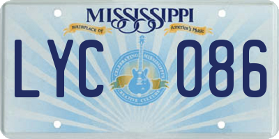 MS license plate LYC086
