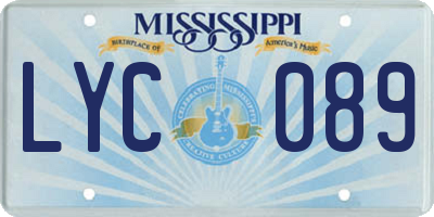 MS license plate LYC089