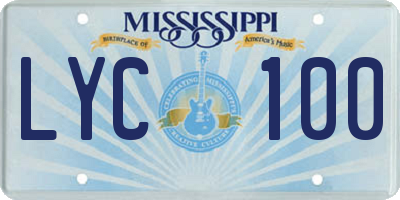 MS license plate LYC100