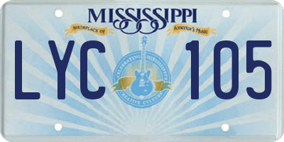 MS license plate LYC105