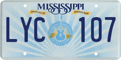 MS license plate LYC107