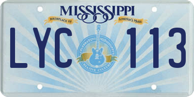 MS license plate LYC113