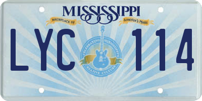MS license plate LYC114