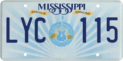 MS license plate LYC115